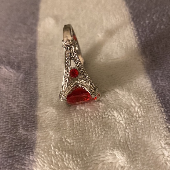 Ss red square stone silver tone size 8 ring - Picture 4 of 4